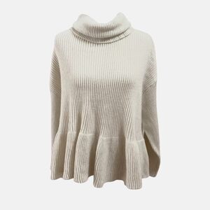 New Opelia Roe Cowl Peplum Oversized Sweater Size S fits like L, White Color